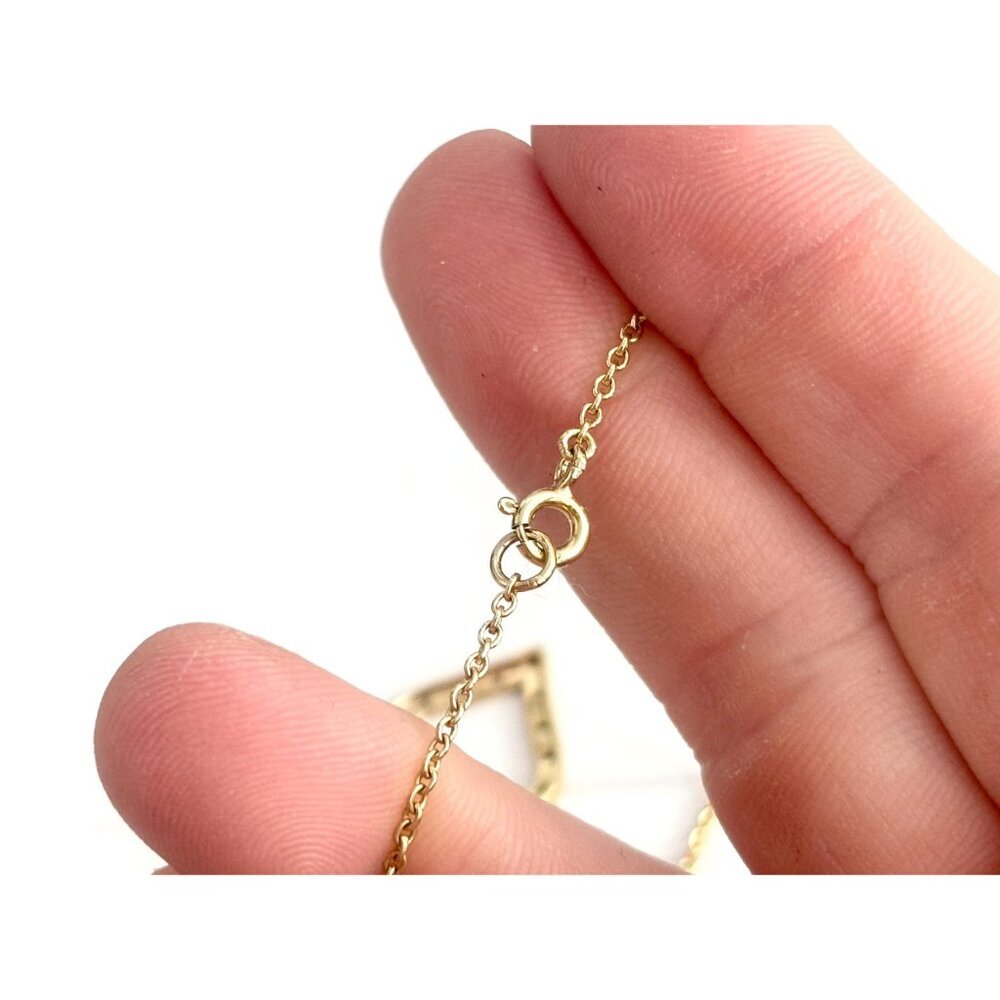 Heart Shaped Rhinestone Sterling Silver Gold T Vintage Pendant Necklace - 17" - Picture 9 of 11